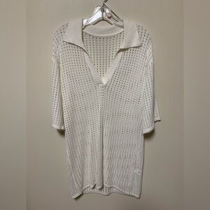 Sunshine 79 swim coverup - white eyelet knit mesh swim coverup tunic